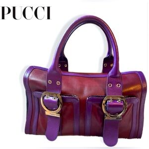 Emilio Pucci Purple Satchel with Gold Hardware